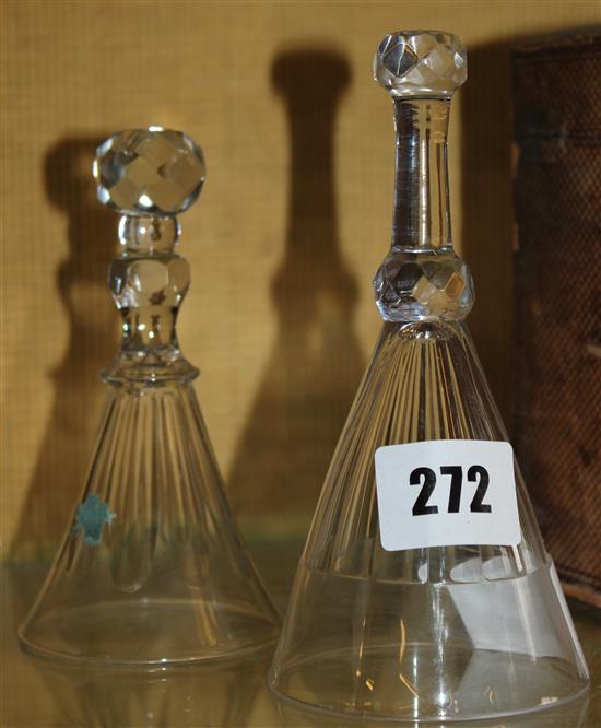 Two 19th century coaching glasses or stirrup cups and a jelly glass, c.1725, 9.8-14cm